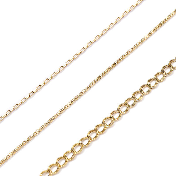 3er-Set, Halskette, ca. 50 cm, Edelstahl vergoldet image number 4