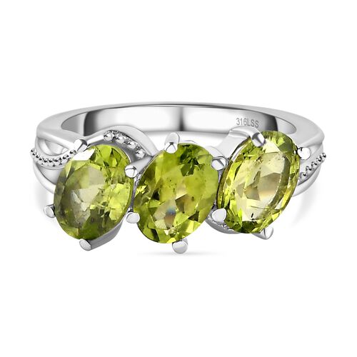 Natürlicher Peridot-Ring, (Größe 20.00) Edelstahl, ca. 2,18 ct image number 0