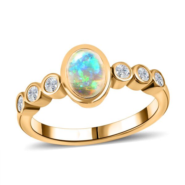 2er-Set AA natürliches, äthiopisches Welo-Opal und Zirkon-Schmuckset - 1,75 ct. image number 4