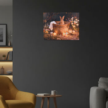 LIVMORE Hasen Motiv LED Wandbild mit Lichteffekt 30 x 40 cm