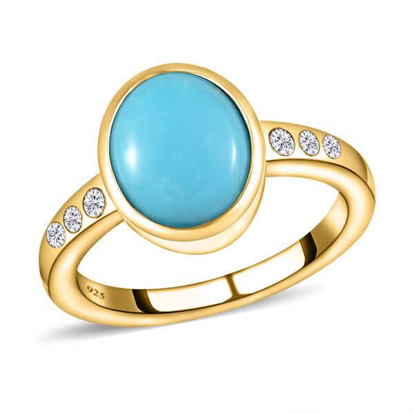 Amerikanischer, nat&uuml;rlicher Sleeping Beauty T&uuml;rkis und Zirkon-Ring - 1,74 ct. image number 4