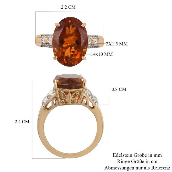 Madira Citrine und Zirkon Solitär Ring 925 Silber 585 Vergoldet image number 7