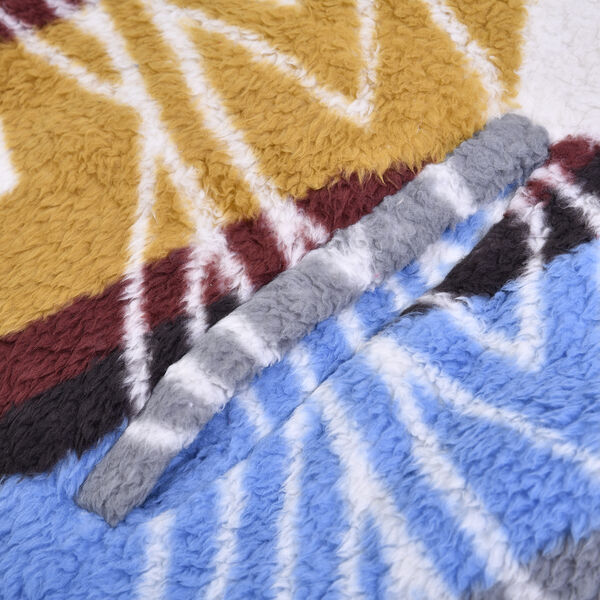 Wolkenweicher Sherpa-Hoodie mit Aztekenmuster, Blau-Grau-Senfgelb, Einheitsgr&ouml;&szlig;e&nbsp; image number 5