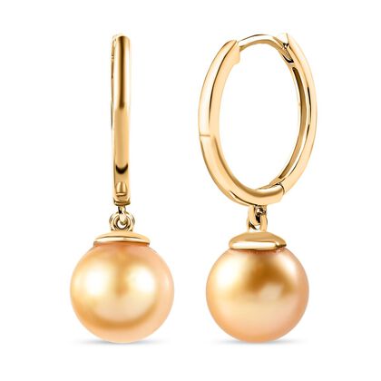 ILIANA - AAA Goldene Südsee Perle Ohrringe 750 Gold, 3,20g