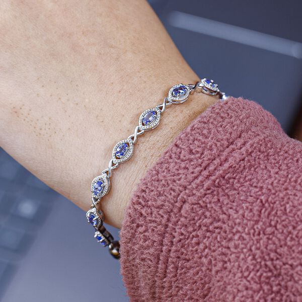 Tansanit Armband ca. 18 cm 925 Silber platiniert ca. 3.06 ct image number 2