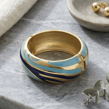 Emaille-Armreif im Wellen-Design, ca. 18 cm, Blau