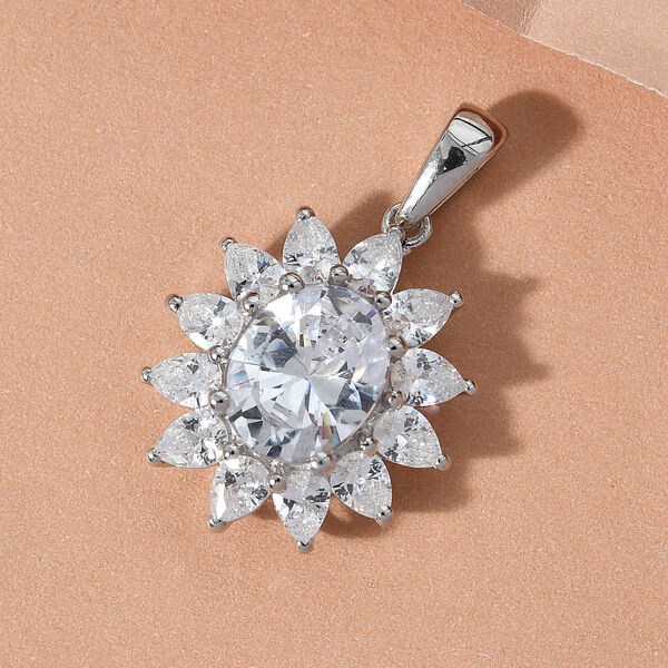 Wei&szlig;er Zirkonia-Anh&auml;nger, platiniertes Messing ca. 7,21 ct image number 3