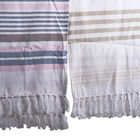 2er-Set, SPA Handt&uuml;cher mit Fransen aus Baumwolle, Streifenmuster, Gr&ouml;&szlig;e 80x180 cm, rosa und blaue Streifen