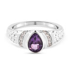 Uruguay Amethyst und Zirkon Ring rhodiniert (Größe 17.00) ca. 1,12 ct