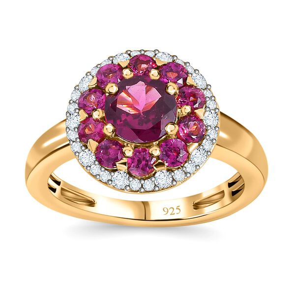 Rhodolith Granat Ring, 925 Silber Gelbgold Vermeil (Größe 21.00) ca. 2.22 ct image number 4