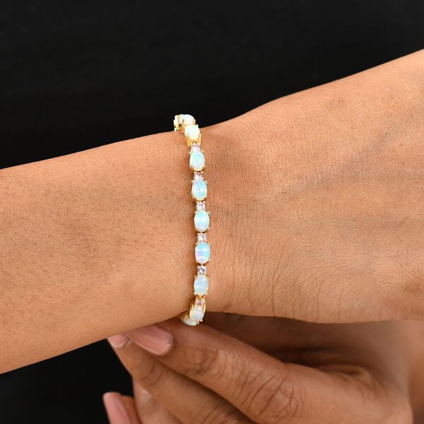 AA Natürliches, äthiopisches Welo Opal und rosa Saphir Armband, 19 cm - 7,83 ct. image number 3