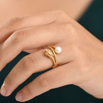 GP Trionfo Kollektion - S&uuml;&szlig;wasser Perle, Kanchanaburi Blauer Saphir Ring 925 Silber 750 Gelb Vergoldet (Gr&ouml;&szlig;e 17.00)