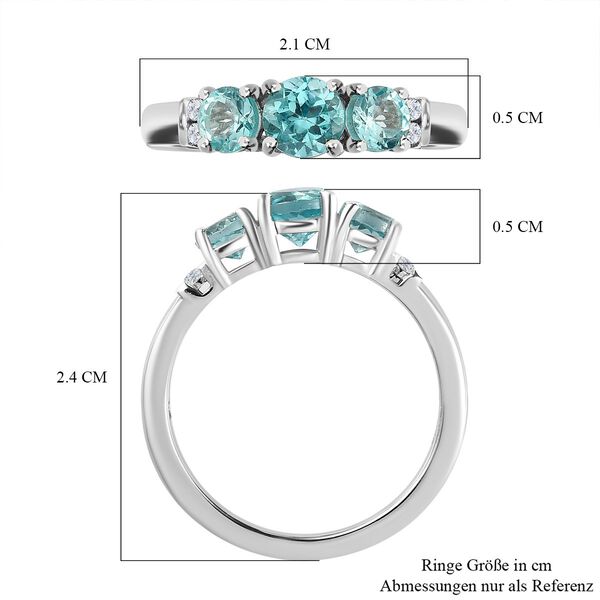 Paraiba-Apatit Ring, 925 Silber platiniert, (Gr&ouml;&szlig;e 20.00), ca. 1.24 ct image number 7
