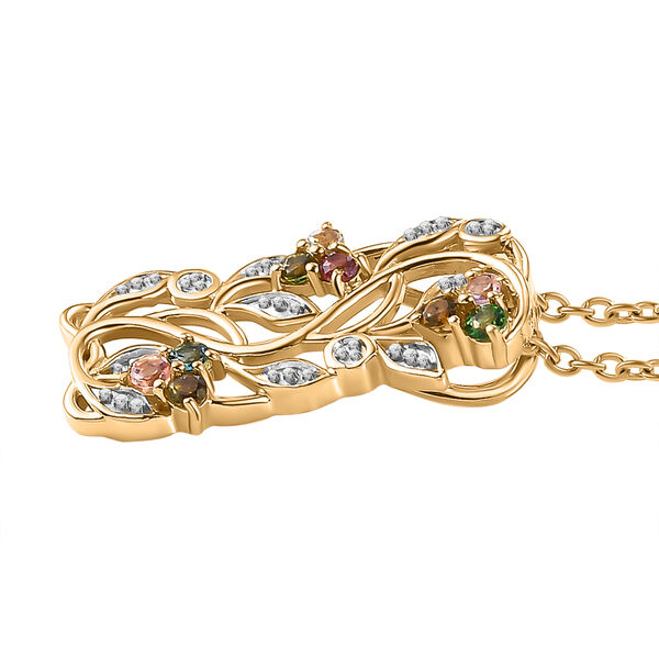 ALLORO AA Multi-Turmalin und Diamantakzenten Anhänger mit 45cm Kette - 0,39 ct. image number 4