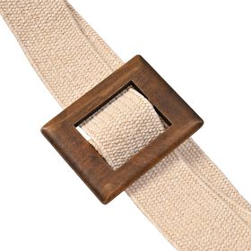 elastischer G&uuml;rtel mit Holzschnalle, Beige