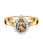 AAA Turkizit und weißer Diamant-Ring, 925 Silber Gelbgold Vermeil  ca. 1,08 ct image number 0