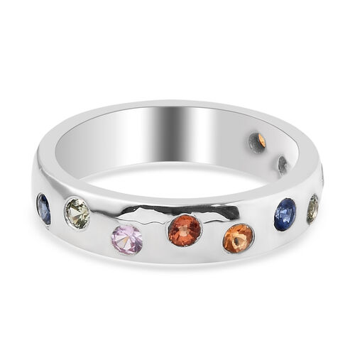 Mehrfarbig Saphir Band Ring 925 Silber Platin-Überzug image number 0