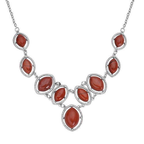 Rote Jaspis-Halskette, ca. 45 cm, ca. 125,00 ct image number 0