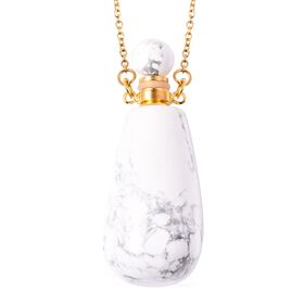 Weißer Howlit Halskette, vergoldet, ca. 78.00 ct