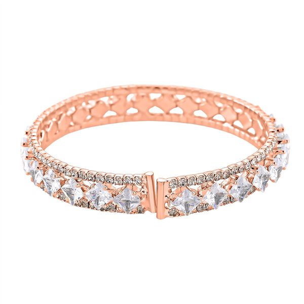 Wei&szlig;er Zirkonia Armreif, Flexibles (ca. 18-19 cm)  Nickelfreies Messing image number 4