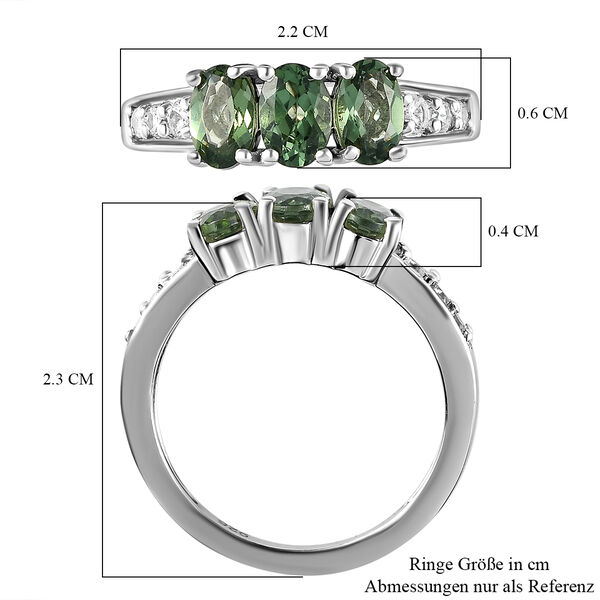 Nat&uuml;rlicher, gr&uuml;ner Apatit und Zirkon-Ring - 1,82 ct. image number 7