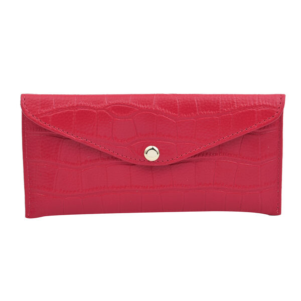 Brieftasche f&uuml;r Damen aus 100% echtem Leder und RFID Schutz, Gr&ouml;&szlig;e 20,5x10 cm, Rot