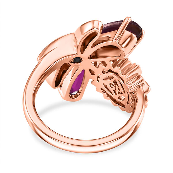 GP - Leuchtend Orchidee Quarz Triplette, Lotus Granat Ring 925 Silber 750 Ros&eacute;gold Vermeil (Gr&ouml;&szlig;e 18.00) ca. 2,44 ct image number 6