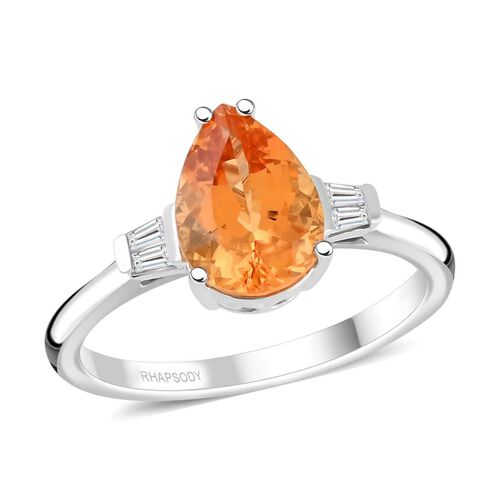 RHAPSODY zertifiziert und geprüft AAAA kaiserlicher Topas und VS-EF Diamant Ring in 950 Platin - 3,50 ct. image number 0