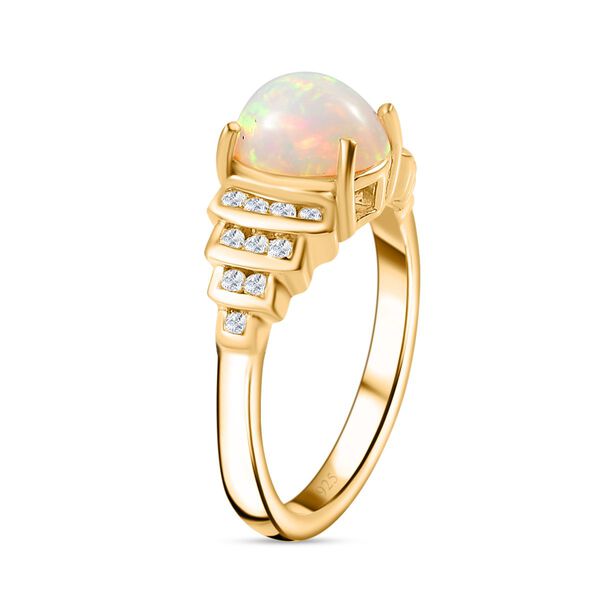 AA Natürlicher, äthiopischer Welo Opal und Weißer Zirkon Ring, ca. 1,71 ct image number 6