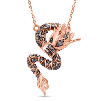 GP - Kanchanaburi Blauer Saphir, Nat&uuml;rlicher Champagner Diamant Schmuckset ca. 50 cm 925 Silber 750 Ros&eacute;gold Vermeil ca. 0,25 ct.