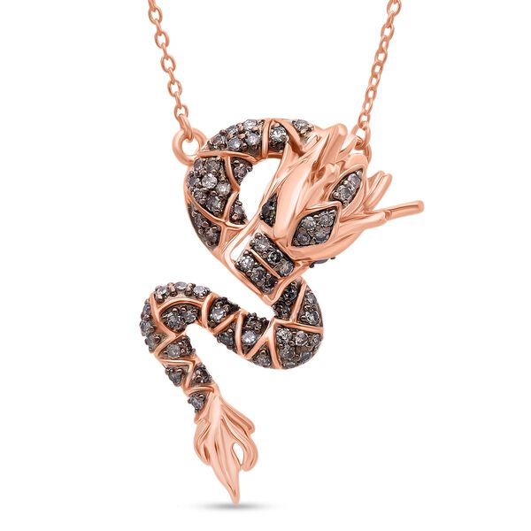 GP - Kanchanaburi Blauer Saphir, Nat&uuml;rlicher Champagner Diamant Schmuckset ca. 50 cm 925 Silber 750 Ros&eacute;gold Vermeil ca. 0,25 ct.