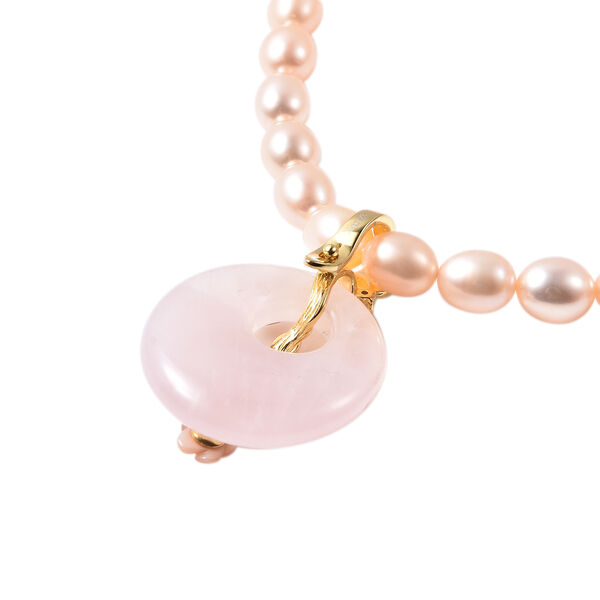 JARDIN-KOLLEKTION Pfirsich-S&uuml;&szlig;wasserperlen- und mehrfarbige Edelstein-Halskette, 45 cm, 925 Silber vergoldet ca. 86,51 ct image number 4