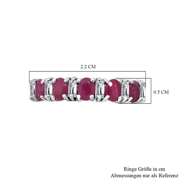 Burma-Rubin, Moissanit Ring, 925 Silber rhodiniert (Größe 21.00) ca. 1.46 ct image number 6