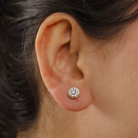 LUXURIANT SI-GH Labor Diamant Ohrringe, 925 Silber Gelbgold Vermeil - 0,50 ct.