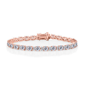 D’joy 100 Facetten Moissanit Armband ca. 20 cm 925 Silber 750 Roségold Vermeil ca. 14.31 ct