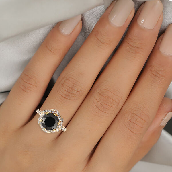 Shungit und Zirkon Ring 925 Silber vergoldet  ca. 2,76 ct image number 3