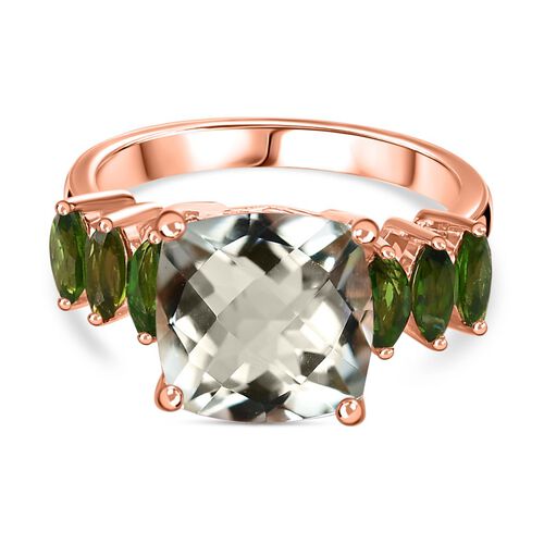 Prasiolite, Natürlicher Chromdiopsid Ring 925 Silber 750 Roségold Vermeil (Größe 17.00) ca. 5,09 ct image number 0