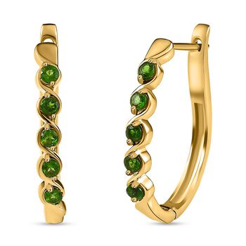 Nat&uuml;rliche Chromdiopsid Ohrringe, 925 Silber vergoldet, ca. 0.79 ct