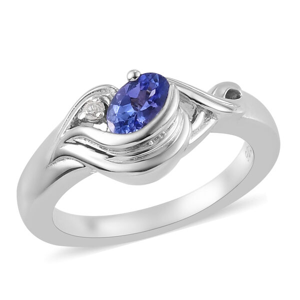 Tansanit und Zirkon Ring 925 Silber platiniert  ca. 0,53 ct image number 4