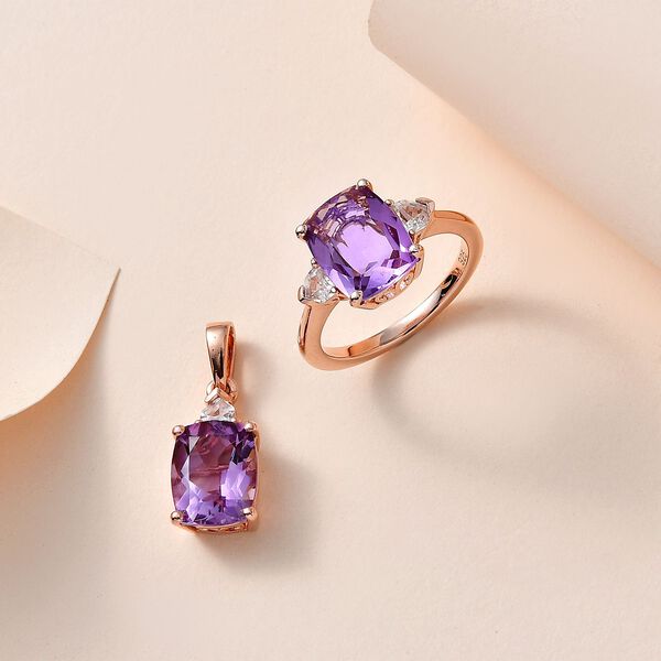 Rose De France Amethyst Schmuckset 925 Silber Ros&eacute;gold Vermeil ca. 6,30 ct. image number 2