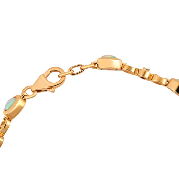 Nat&uuml;rliches, &auml;thiopisches Opal wei&szlig;es Zirkon-Armband, ca. 20 cm, 925 Silber vergoldet ca. 1,73 ct image number 4