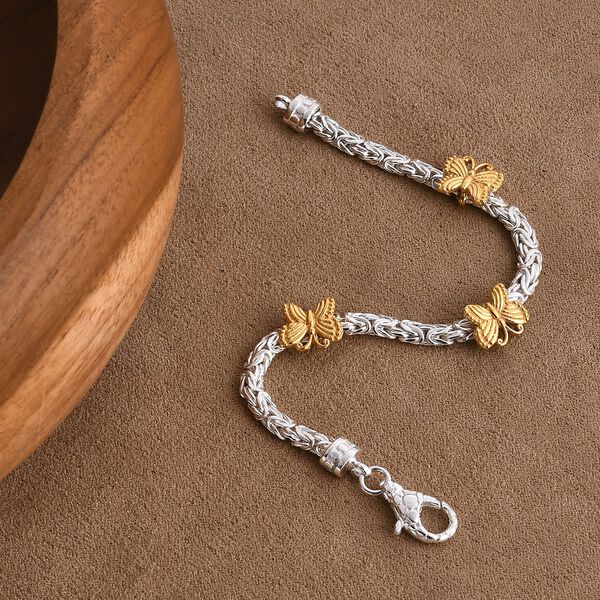 Royal Bali Kollektion- Zweifarbiges Schmetterling Armband, 19cm image number 1