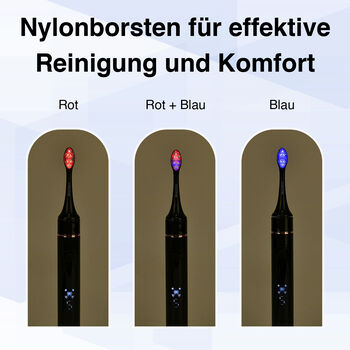 BEAUTECH Zahnb&uuml;rste mit therapeutischem LED-Licht, 5 Modi und 4 zus&auml;tzliche K&ouml;pfe, Schwarz