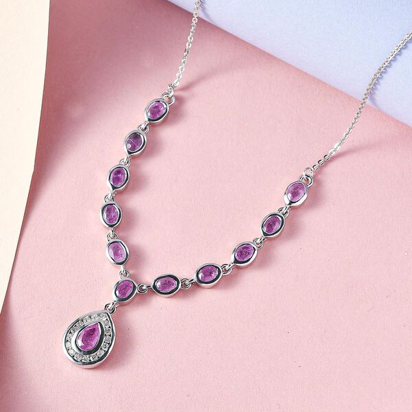 Ilakaka rosa Saphir (Fissure gefüllt) Collier, ca. 45 cm, 925 Silber platiniert ca. 3.70 ct image number 3