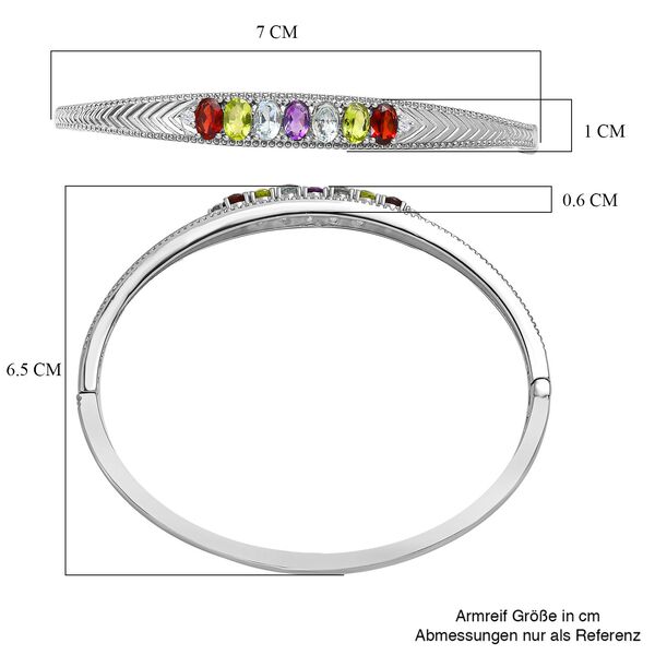Himmelblauer Topas, Mosambik Granat Armreif ca. 19 cm Edelstahl ca. 3,55 ct. image number 6