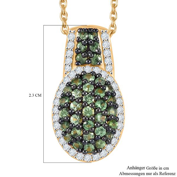 Tsavorite Granat und Zirkon Anhänger mit 45cm Kette - 1,81 ct. image number 6