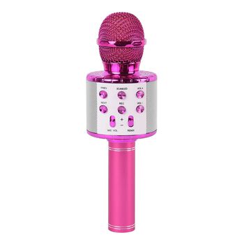 Multifunktions Karaoke Mikrofon und Bluetooth Lautsprecher mit sprachgesteuerten LED - Lichter und Sound - Echo, Rosa
