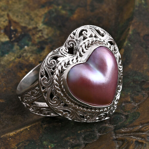 Rosa Mabe Perle Ring 925 Silber (Größe 19.00) image number 1