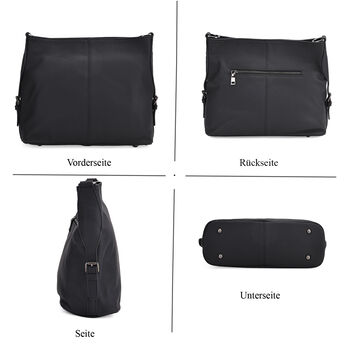 Echtleder-Crossbody-Tasche aus gepr&auml;gtem Leder, verstellbarer Schulterriemen (ca. 120 cm), 32x12x25 cm, Schwarz