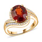 AAA Honig Granat, Weißer Diamant Ring 417 Gold (Größe 18.00) ca. 5,25 ct